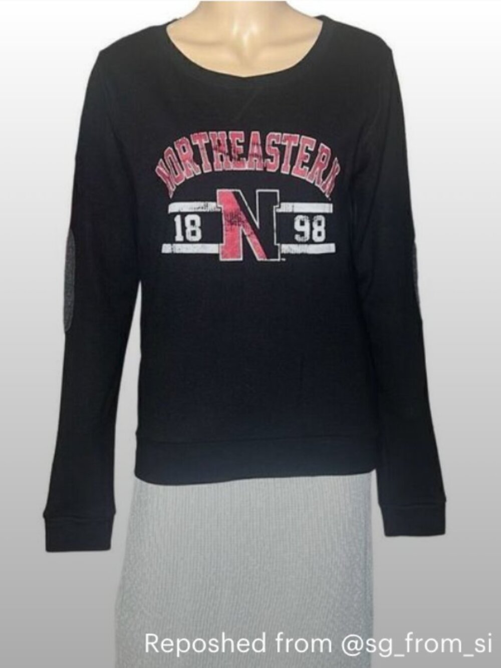 Northeastern University NU Black Fitted Sweatshirt Top (305) - college, Boston